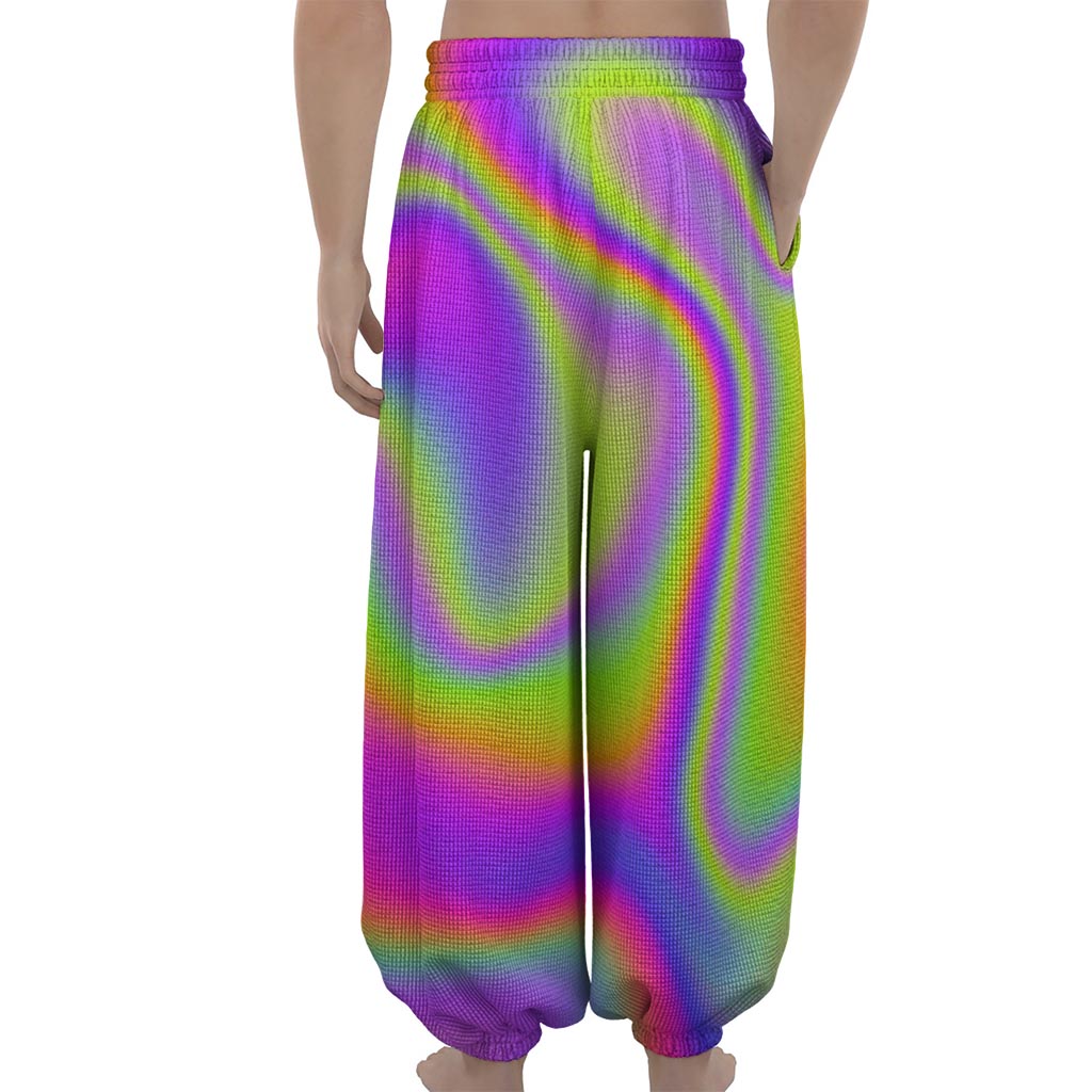Abstract Holographic Trippy Print Lantern Pants