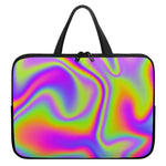 Abstract Holographic Trippy Print Laptop Sleeve With Handle