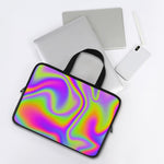 Abstract Holographic Trippy Print Laptop Sleeve With Handle