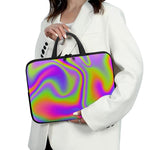 Abstract Holographic Trippy Print Laptop Sleeve With Handle