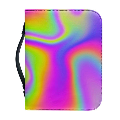 Abstract Holographic Trippy Print Leather Bible Cover