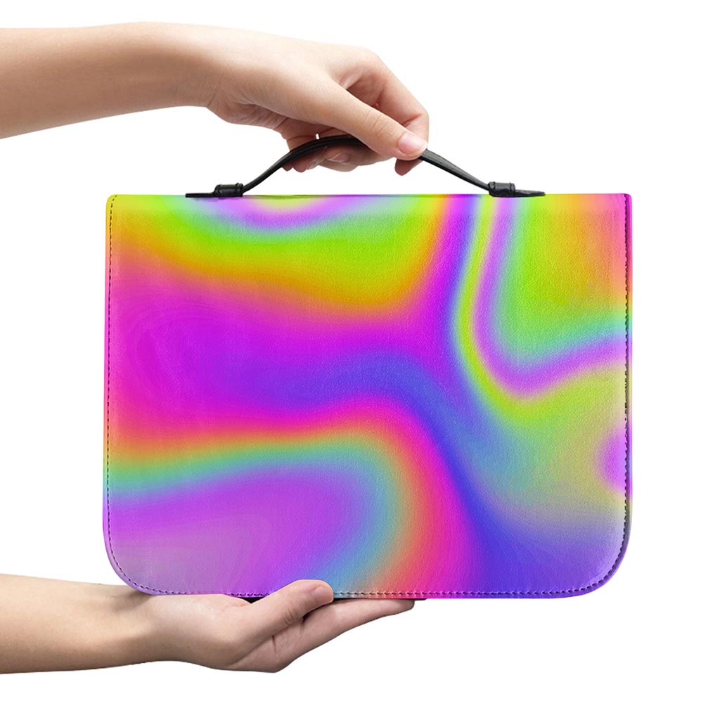 Abstract Holographic Trippy Print Leather Bible Cover