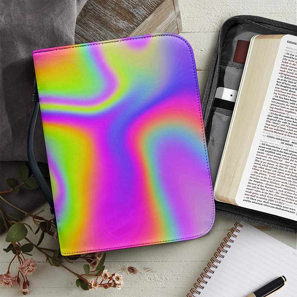 Abstract Holographic Trippy Print Leather Bible Cover