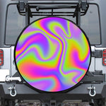 Abstract Holographic Trippy Print Leather Spare Tire Cover