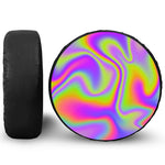 Abstract Holographic Trippy Print Leather Spare Tire Cover