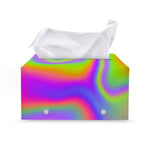 Abstract Holographic Trippy Print Leather Tissue Box Cover