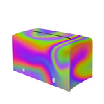 Abstract Holographic Trippy Print Leather Tissue Box Cover