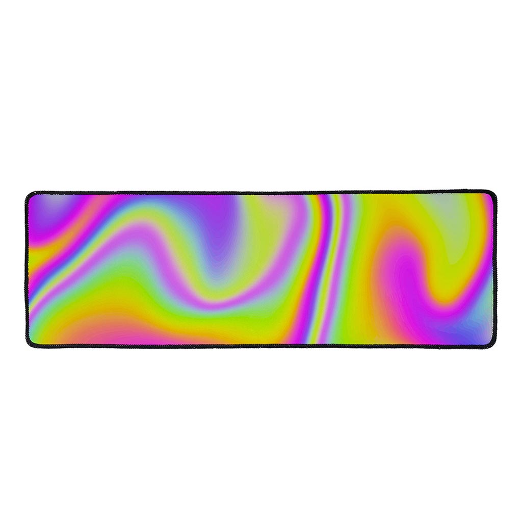 Abstract Holographic Trippy Print Long Kitchen Mat
