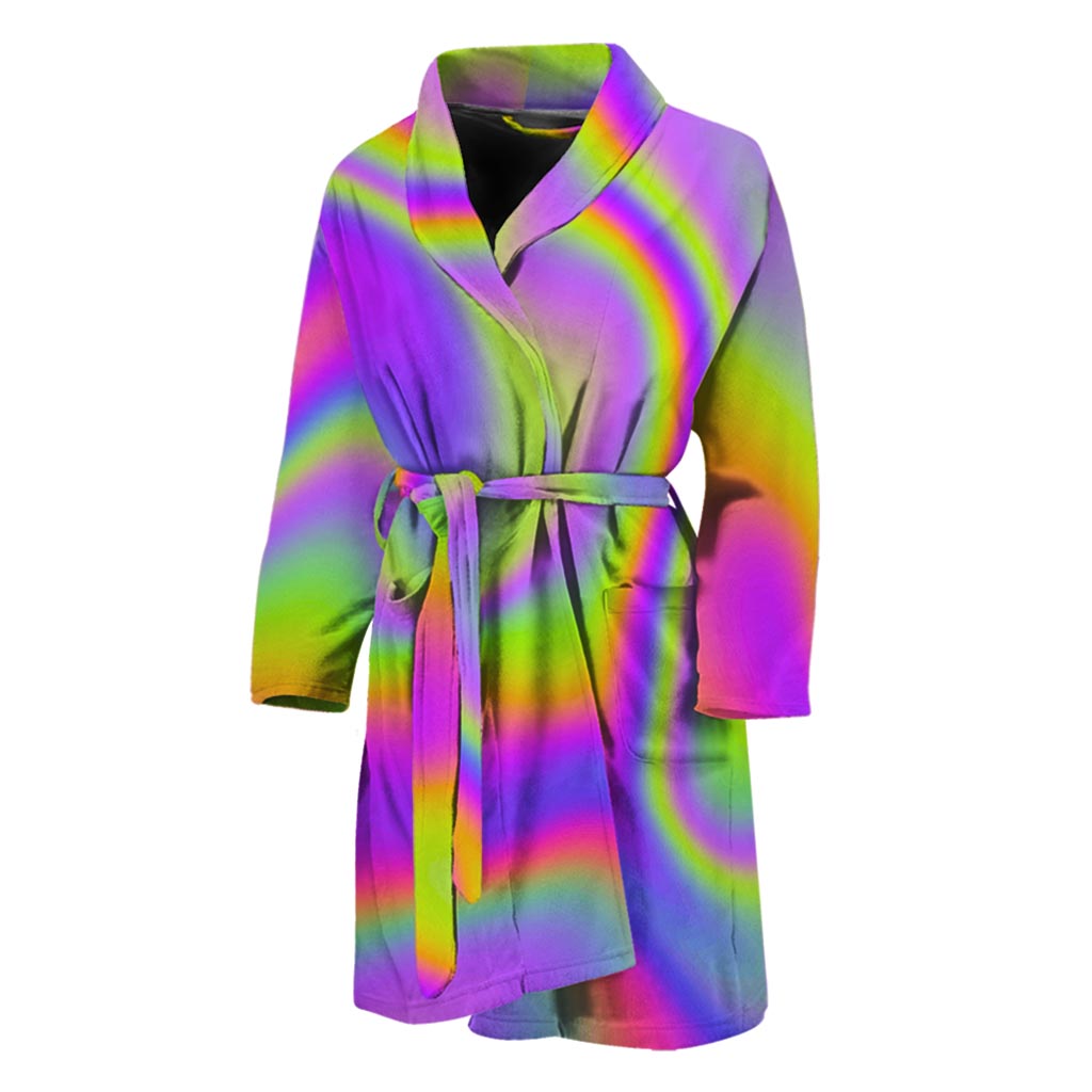 Abstract Holographic Trippy Print Men's Bathrobe