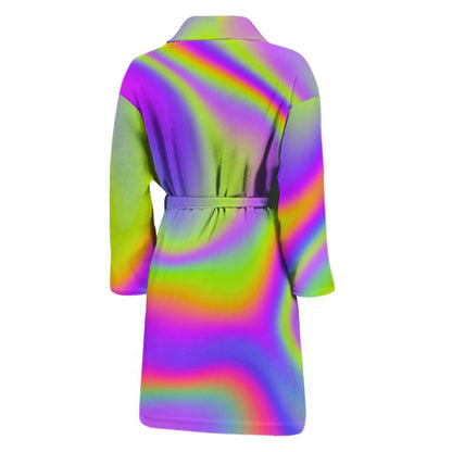 Abstract Holographic Trippy Print Men's Bathrobe