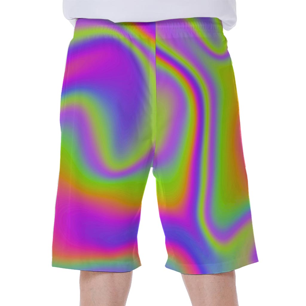 Abstract Holographic Trippy Print Men's Beach Shorts