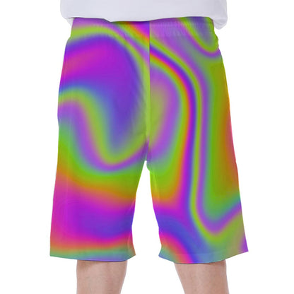 Abstract Holographic Trippy Print Men's Beach Shorts