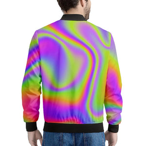 Abstract Holographic Trippy Print Men's Bomber Jacket