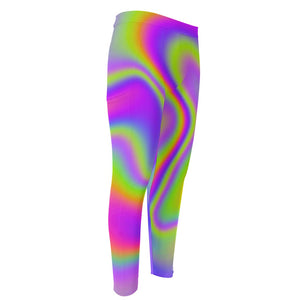 Abstract Holographic Trippy Print Men's Compression Pants