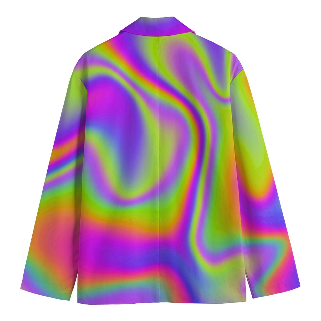 Abstract Holographic Trippy Print Men's Cotton Blazer