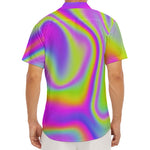 Abstract Holographic Trippy Print Men's Deep V-Neck Shirt