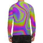 Abstract Holographic Trippy Print Men's Long Sleeve Rash Guard