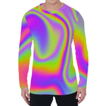 Abstract Holographic Trippy Print Men's Long Sleeve T-Shirt