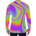 Abstract Holographic Trippy Print Men's Long Sleeve T-Shirt