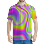 Abstract Holographic Trippy Print Men's Polo Shirt
