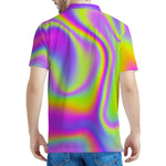 Abstract Holographic Trippy Print Men's Polo Shirt