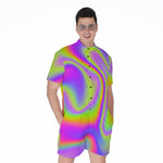 Abstract Holographic Trippy Print Men's Rompers