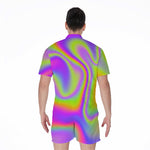 Abstract Holographic Trippy Print Men's Rompers