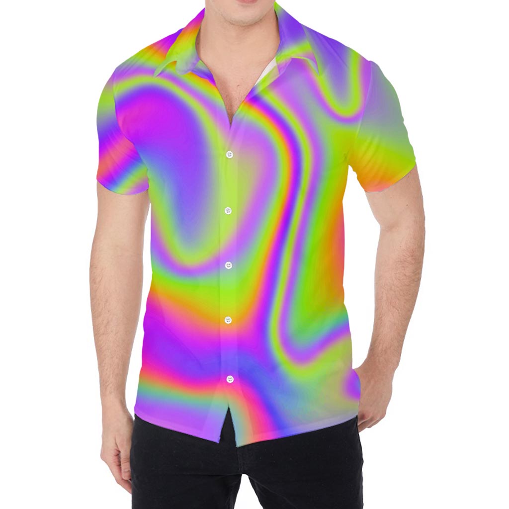 Abstract Holographic Trippy Print Men's Shirt