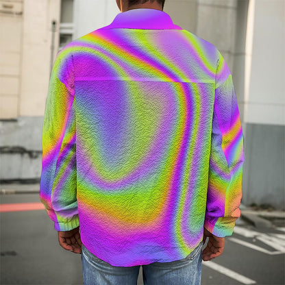 Abstract Holographic Trippy Print Men's Shirt Jacket
