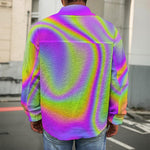 Abstract Holographic Trippy Print Men's Shirt Jacket