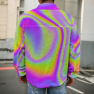 Abstract Holographic Trippy Print Men's Shirt Jacket