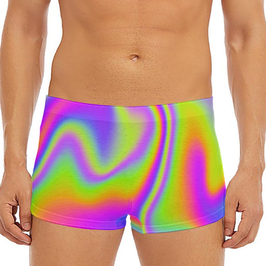 Abstract Holographic Trippy Print Men's Short Boxer Briefs