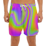 Abstract Holographic Trippy Print Men's Split Running Shorts