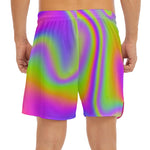 Abstract Holographic Trippy Print Men's Split Running Shorts