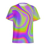 Abstract Holographic Trippy Print Men's Sports T-Shirt