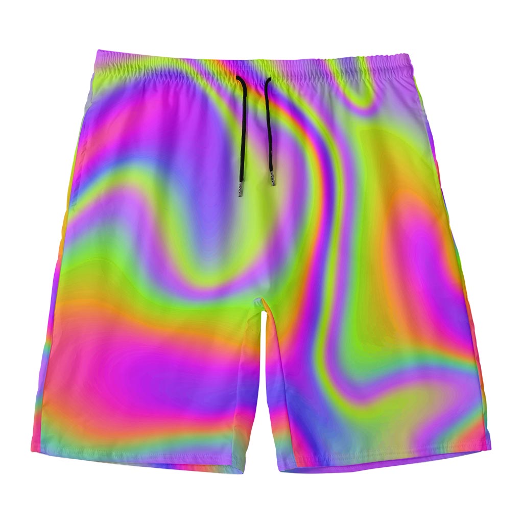 Abstract Holographic Trippy Print Men's Swim Trunks