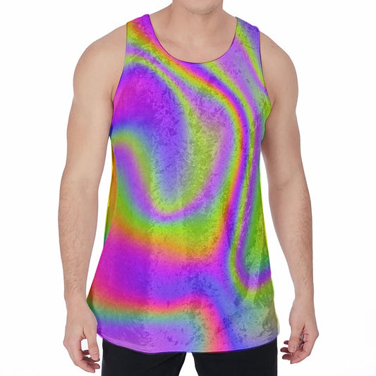 Abstract Holographic Trippy Print Men's Velvet Tank Top