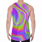 Abstract Holographic Trippy Print Men's Velvet Tank Top