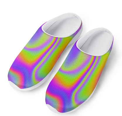 Abstract Holographic Trippy Print Mesh Casual Shoes