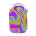 Abstract Holographic Trippy Print Mesh Laundry Hamper