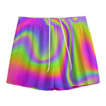 Abstract Holographic Trippy Print Mesh Shorts