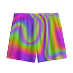 Abstract Holographic Trippy Print Mesh Shorts