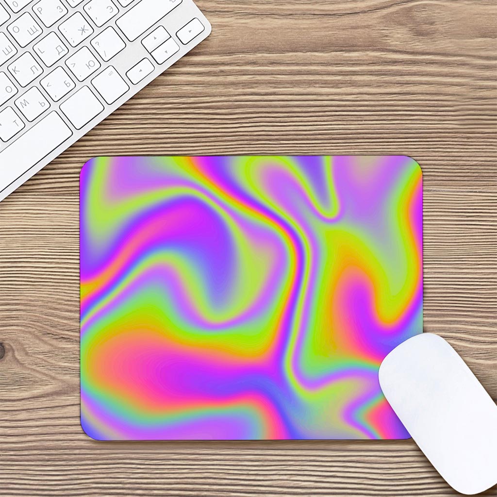 Abstract Holographic Trippy Print Mouse Pad