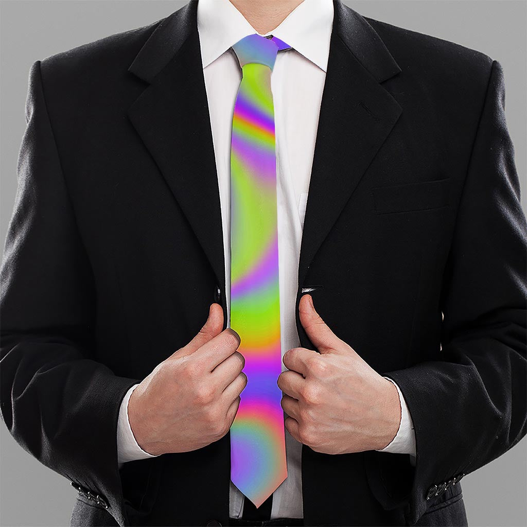 Abstract Holographic Trippy Print Necktie