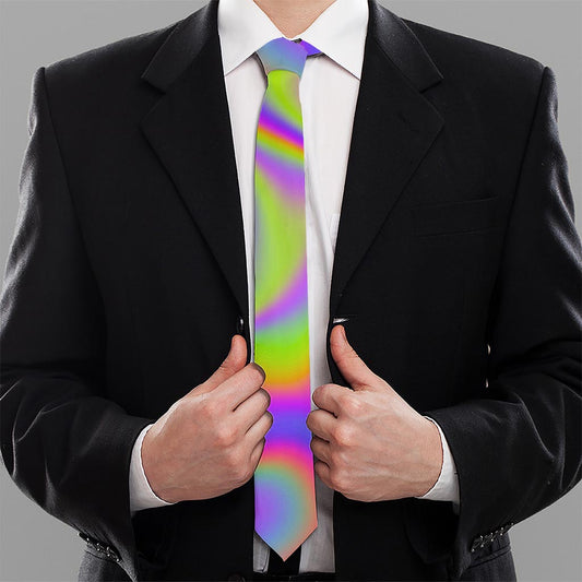 Abstract Holographic Trippy Print Necktie