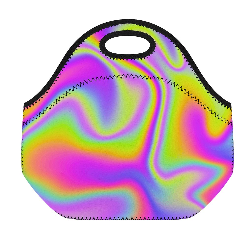 Abstract Holographic Trippy Print Neoprene Lunch Bag