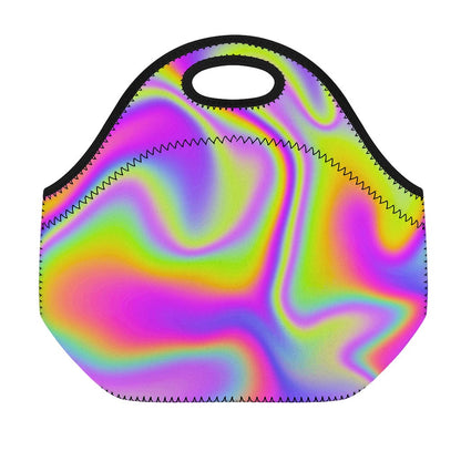 Abstract Holographic Trippy Print Neoprene Lunch Bag