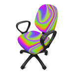 Abstract Holographic Trippy Print Office Chair Cover