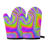 Abstract Holographic Trippy Print Oven Mitts