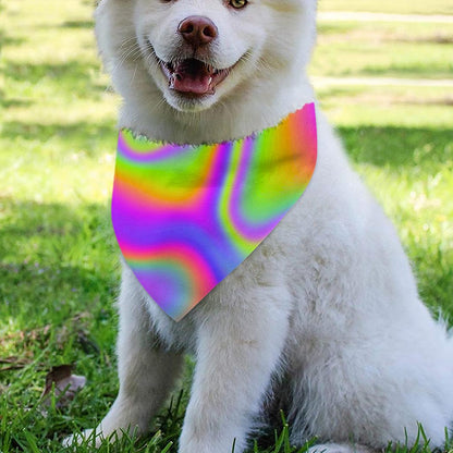 Abstract Holographic Trippy Print Over The Collar Dog Bandana